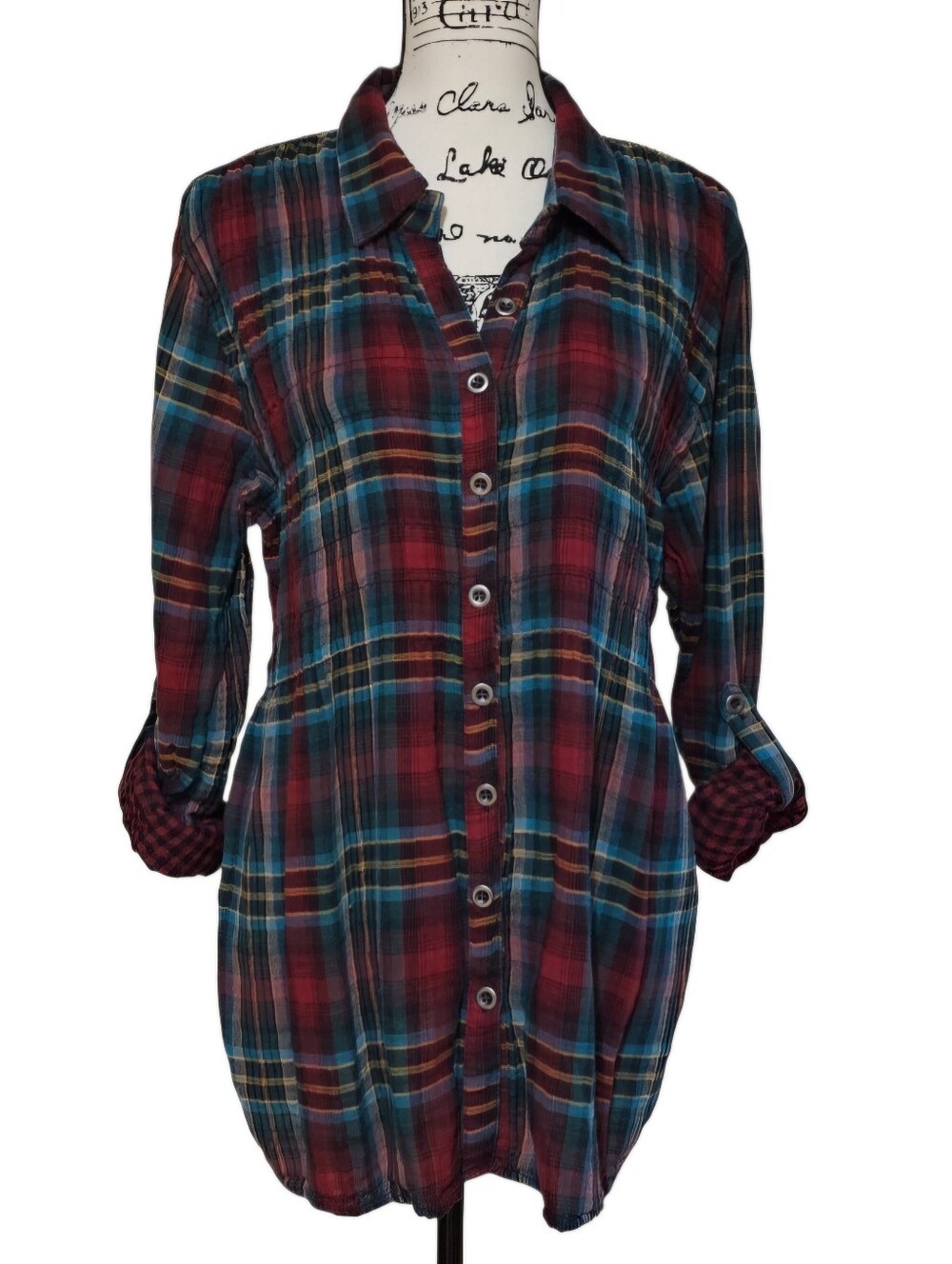 Maurices Red & Blue Plaid Button-up Shirt
